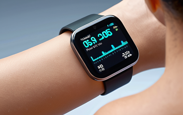 A gender-neutral individual actively engaging with health technology, perhaps looking at a futuristic smartwatch or smartphone displaying personal biometric data (heart rate, sleep, activity levels). The setting should be modern and clean, with subtle digital elements or light trails representing data flow, conveying empowerment, proactivity, and seamless integration of tech into daily life for preventive health. Focus on a sense of personal control and well-being.