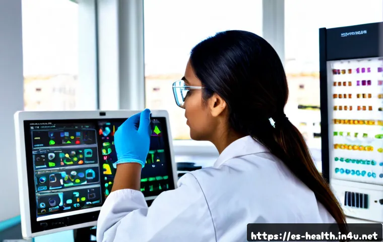 Home 17 보건학과 유전자 연구 - Photorealistic public health genetics research laboratory in a Spanish-speaking urban university, di...